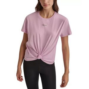 Dkny Sport‎ Women Cotton Stud Logo Knot-Front T-Shirt, Pink Lavender Size XS NWT